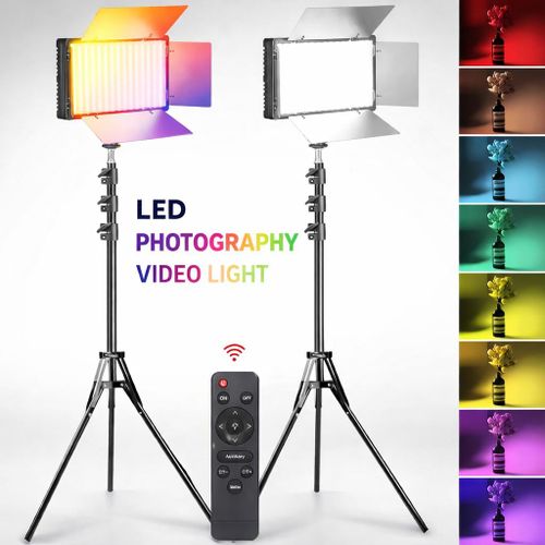 LED 800 RGB de 3200K à 5600K 28,8 cm × 17cm – Panneau LED Photo & Vidéo Professionnel avec Trépied 2 m pour Studio, YouTube, TikTok et Live Streaming
 Fiche Technique et Prix au Maroc