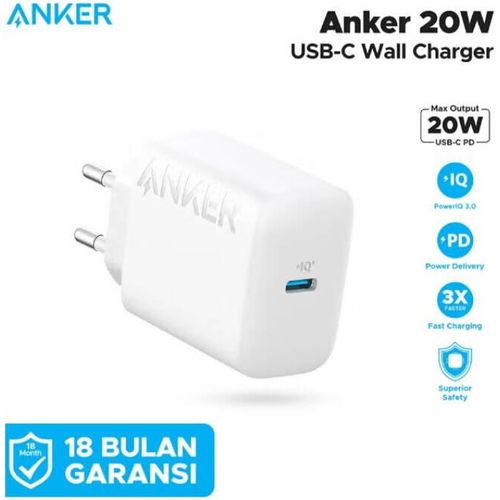 Anker Chargeur mural USB-C 20 W, puissance de sortie Type-C 20W, protection contre les courts-circuits, les surintensités, les surtensions, charge rapide Compact Certifié apple Original, blanc  A2347L21
 Fiche Technique et Prix au Maroc
