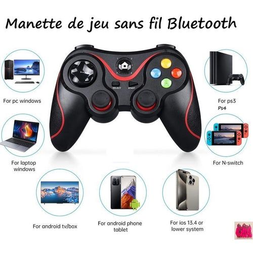 Manette de jeu sans fil Android IOS PS3 PS4 Switch PC TVBox + Sticker
 Fiche Technique et Prix au Maroc