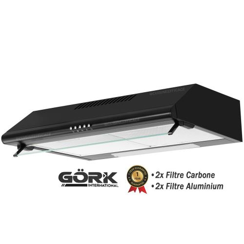 Gork International Hotte noir avec visière et éclairage LED- Deux motteurs - 60 cm - Filtres à charbon
 Fiche Technique et Prix au Maroc