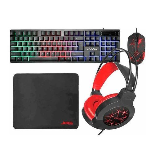 Jedel Pack Clavier Souris Casque et Tapis, Clavier Gamer Souris Gamer Casque Gamer - RGB
 Fiche Technique et Prix au Maroc
