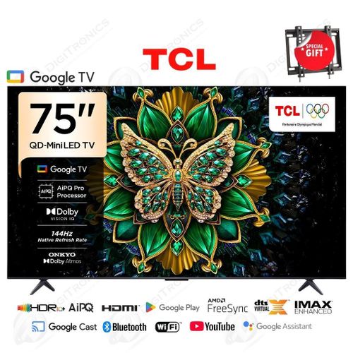 TCL 75 Smart Tv QD-MiniLED 4K UHD Google TV Dolby Vision IQ, 144Hz, ONKYO Audio, 75C6K
 Fiche Technique et Prix au Maroc