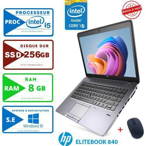 Hp PC PORTABLE EliteBook 840-CORE INTEL i5-RAM 8Go- 256Go SSD -garantie de 6 mois - remise à neuf
 Fiche Technique et Prix au Maroc