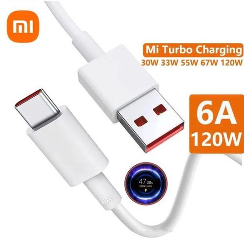 XIAOMI Cable REDMI  MI Original USB C Charge Turbo 6A pour Chargeur 33W,67W et 120 Watts
 Fiche Technique et Prix au Maroc