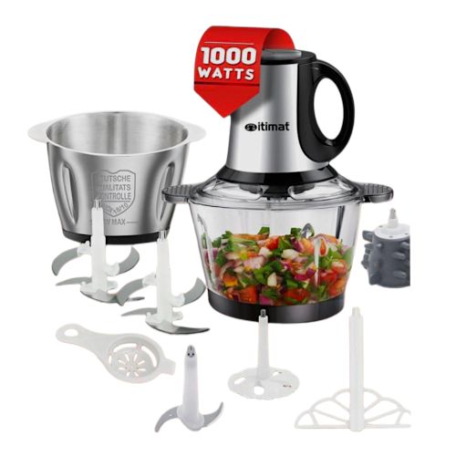 Itimat Hachoir Électrique Professionnel 1000W – Double Bol Inox et Verre, 2 Litres
 Fiche Technique et Prix au Maroc