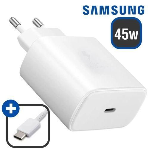 Samsung Chargeur 45W USB-C Ultra Rapide Super Fast Charging 2.0 – PD / PPS – Avec Câble USB-C 5A – Couleur Blanc
 Fiche Technique et Prix au Maroc
