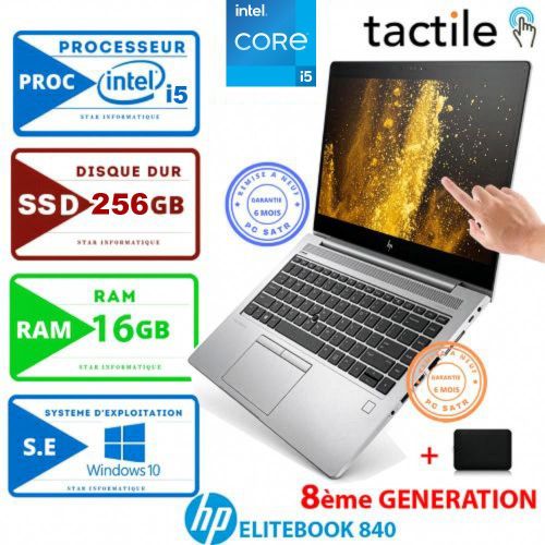 Hp EliteBook 840 G5 - Intel Core i5 - 16Go RAM - 256Go SSD - 14" Full HD TACTILE-  Cartable Gratuit - GARANTIE DE SIX MOIS- (Remis à Neuf)
 Fiche Technique et Prix au Maroc