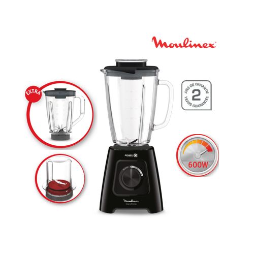 Moulinex Blender LM42R810 Blendforce Bol Verre + Extra Bol + Moulin A Cafe
 Fiche Technique et Prix au Maroc