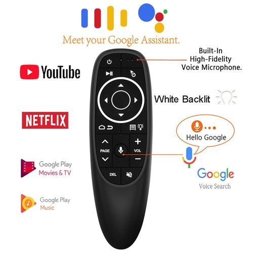 Backlit G10 Pro Air Mouse Voice Control Gyro Sensing 2.4G Wireless Remote IR Learning USB Receiver for Android BOX
 Fiche Technique et Prix au Maroc