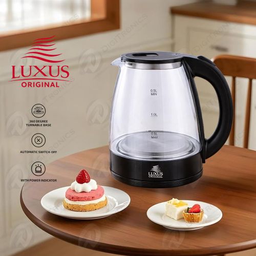Luxus Bouilloire 1,8L Électrique Verre 1600W, Base 360°, Sécurité Auto, LX-K613
 Fiche Technique et Prix au Maroc