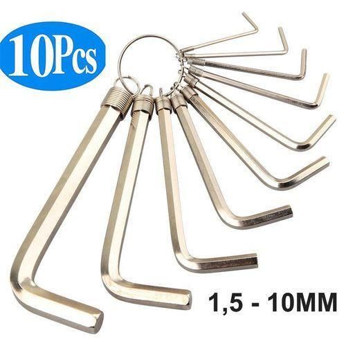 Kit 10 Clés Allen – Acier Trempé Durable – Taille 1.5 à 10 mm – Compact et Pratique
 Fiche Technique et Prix au Maroc