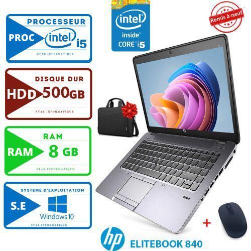 Hp PC PORTABLE EliteBook 840-CORE INTEL i5-RAM 8Go- 500Go HDD -CARTABLE ET SOURIS GRATUIT-GARANTIE DE 6 MOIS -remise à neuf
 Fiche Technique et Prix au Maroc