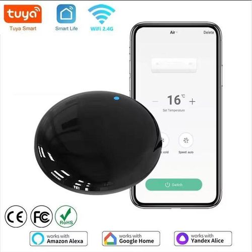 Tuya WiFi IR télécommande intelligente universelle pour TV et climatiseur, télécommande fonctionne avec Alexa Google Home Yandex
 Fiche Technique et Prix au Maroc