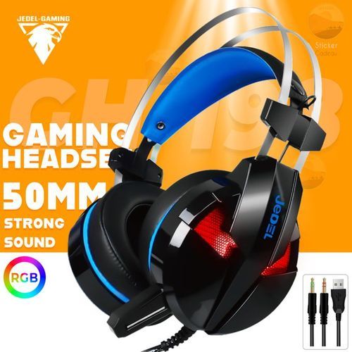 Jedel Casque Gamer RGB, Mic, Headset Gaming Anti Bruit GH198 - Telephone PS4 PC XBOX
 Fiche Technique et Prix au Maroc