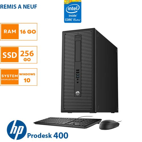 Hp PC BUREAU ProDesk 400-i5-16Go 256Go SSD souris+ clavier GRATUIT-REMIS A NEUF
 Fiche Technique et Prix au Maroc