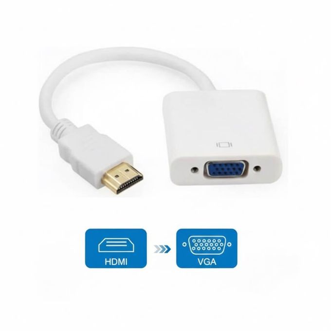 Adaptateur HDMI vers VGA – HDMI to VGA Adapter / Cable HDMI VGA – Compatible PC, Moniteur, Projecteur – HDMI Source vers VGA Display Only
 Fiche Technique et Prix au Maroc