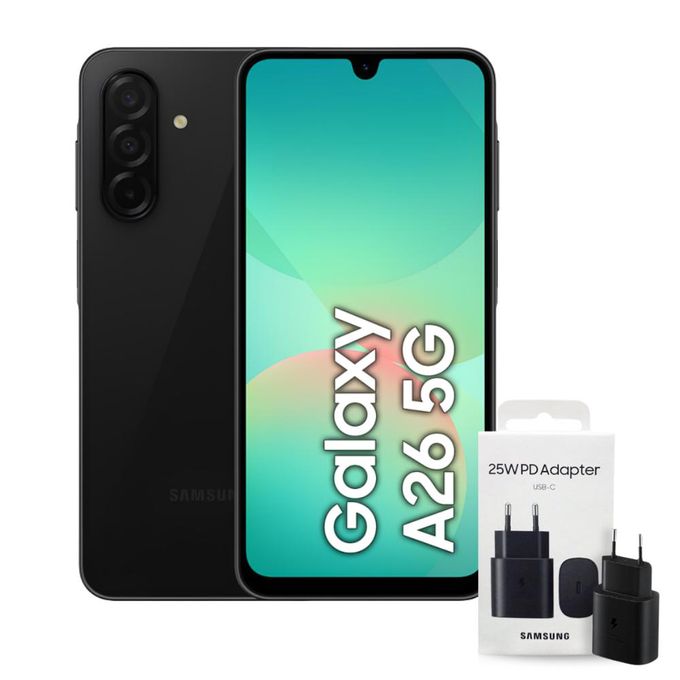 Samsung Galaxy A26 5G - 6.7" (256 Go - 8 Go) Amoled 120 Hz - 5000mAh/25W + Adaptateur 25W - Noir
 Fiche Technique et Prix au Maroc
