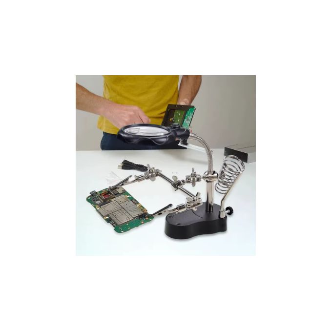 Station de soudage loupe avec lumière LED, outil de réparation de soudure, loupe de soudage pour souder des pièces de bijoux
 Fiche Technique et Prix au Maroc