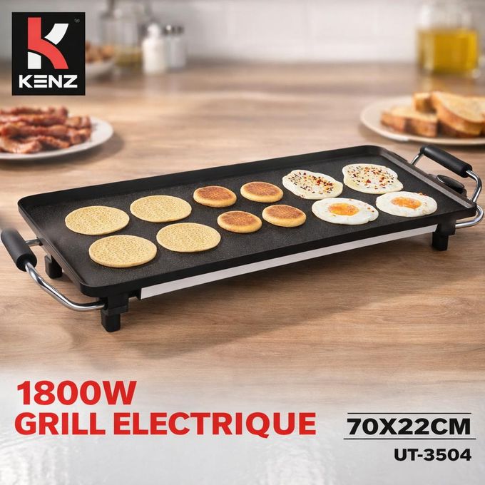 Kenz Grille/planche de cuisson 70x22cm antiadhésif électrique 1800W
 Fiche Technique et Prix au Maroc