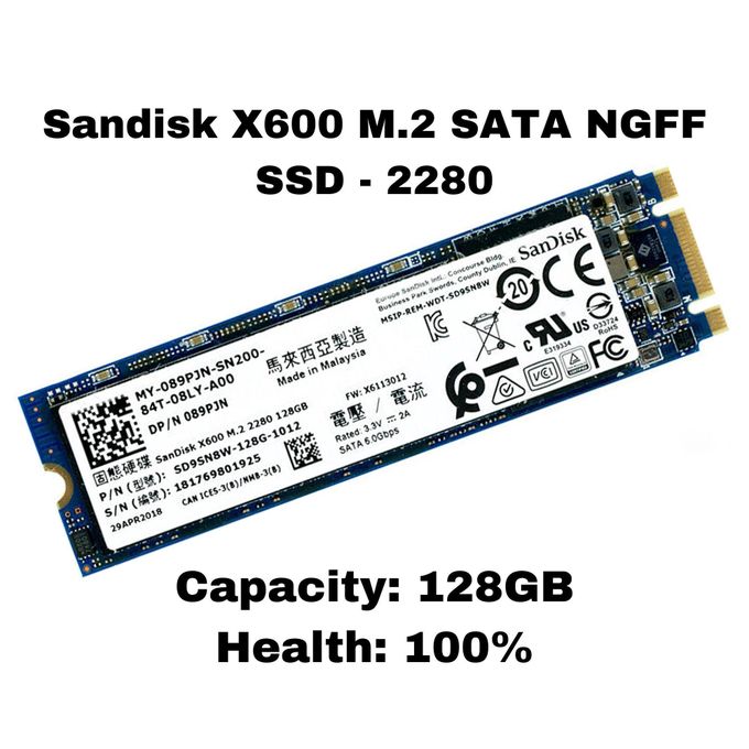 Sandisk SSD. 128Go  SSD X600 SATA M.2 2280 SD9SN8W-128G-1006 2280 SSD M2 SATA
 Fiche Technique et Prix au Maroc