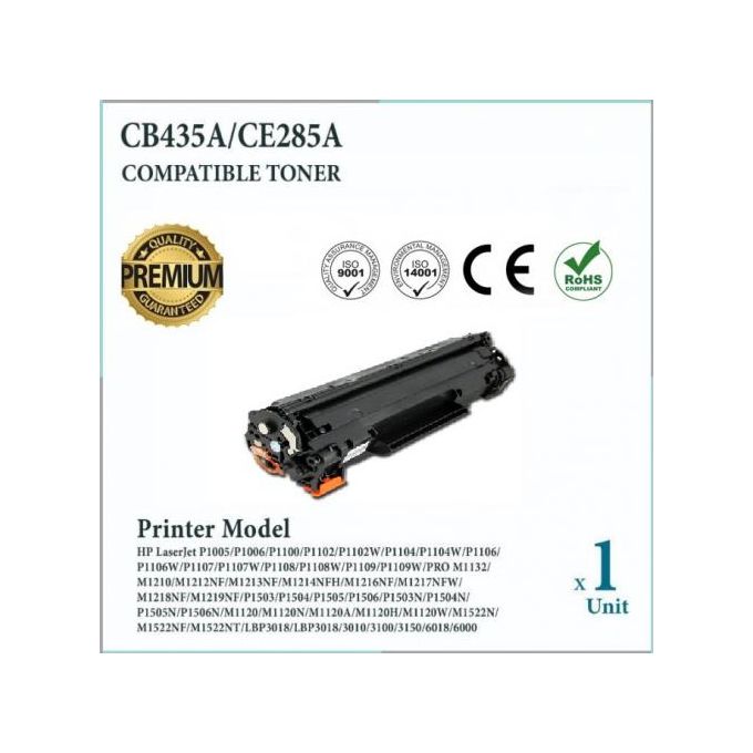 Premium Toner Compatible CE285A / CE278A / CB435A / CB436A / 85A / 78A / 35A / 36A Noir
 Fiche Technique et Prix au Maroc