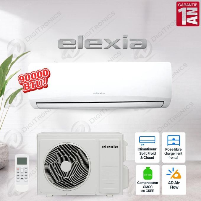 Elexia Climatiseur Split On/Off 9000 BTU Froid & Chaud, R410A
 Fiche Technique et Prix au Maroc