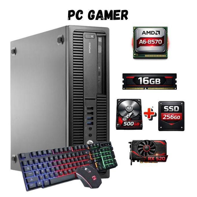 Hp PC Gamer - 16GB RAM - SSD 256GB + 500GB - Radeon RX 520 2GB - Gaming léger GTA V & Fortnite
 Fiche Technique et Prix au Maroc
