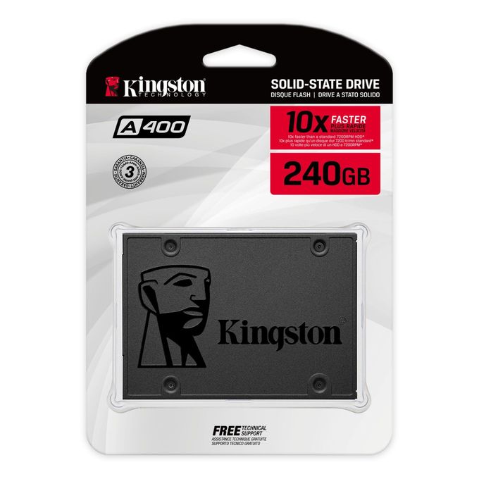 Kingston A400 SSD SSD Interne 2.5" SATA Rev 3.0, 240GB - SA400S37/240G, Disque SSD
 Fiche Technique et Prix au Maroc