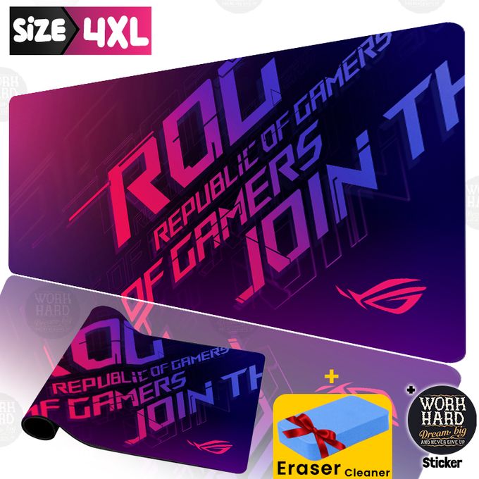 Tapis de souris 4XL haute qualité pour PC bureau ROG JOINT+Eraser Cleaner+Sticker
 Fiche Technique et Prix au Maroc