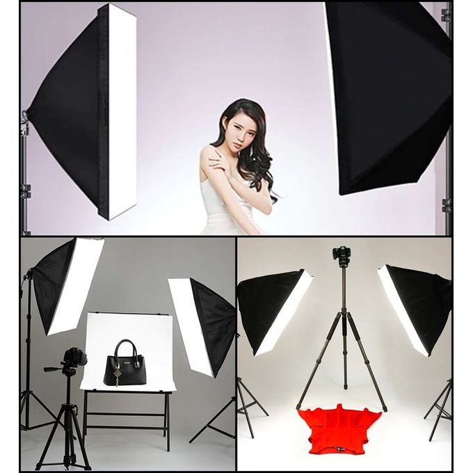 2 Softbox Studio Photographie PRO 50 cm x 70 cm + Tripied 2m Approx - vidéo Photo
 Fiche Technique et Prix au Maroc