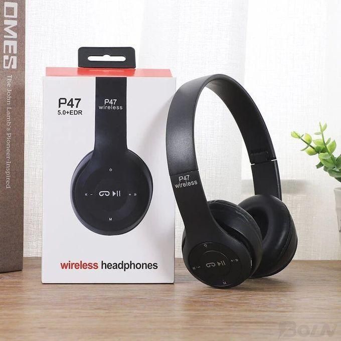 Casque Stéréo P47 Noir Bluetooth Pliable , Casque de Jeu et Sport Sans Fil
 Fiche Technique et Prix au Maroc