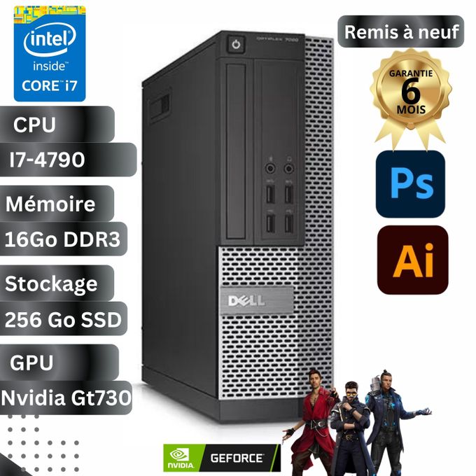DELL Unité Central Gamer OPTIPLEX 9020sff CPU i7 4éme Gen 16 Go Ram 256Go SSD Carte Graphique Nvidia Gt730 2Go -remis à neuf
 Fiche Technique et Prix au Maroc