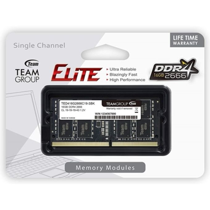 Team Group BARETTE Mémoire Elite DDR4 16 GO 3200 pour PC Portable
 Fiche Technique et Prix au Maroc