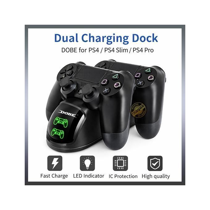 Dobe Station de Charge Double Manette PS4 – Dock Dual USB pour DualShock 4, PS4 / PS4 Slim / PS4 Pro
 Fiche Technique et Prix au Maroc