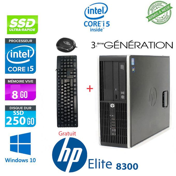 Hp unité centrale 8200 Pro -i5-8Go-250Go SSD-wifi- Graveur DVD- Remis à neuf
 Fiche Technique et Prix au Maroc