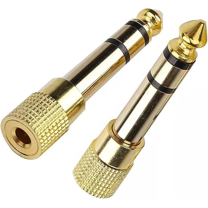 2 Pièces Adaptateur Jack 6.35 vers 3.5 en Cuivre Pur Plaqué Or 24 Carats Gros Jack Petit Jack - Big Jack vers Mini Jack – Mâle 6.35 mm vers 3.5 mm Femelle Prise Stéréo Casque Piano
 Fiche Technique et Prix au Maroc