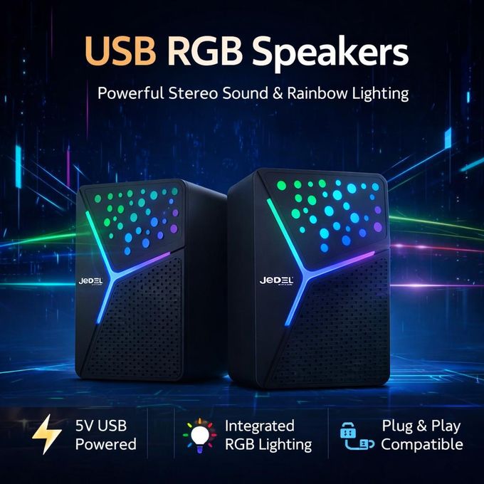 Jedel S-554 Haut-Parleurs USB RGB – Enceintes PC 2.0 avec Éclairage Rainbow et Son Stéréo Puissant
 Fiche Technique et Prix au Maroc