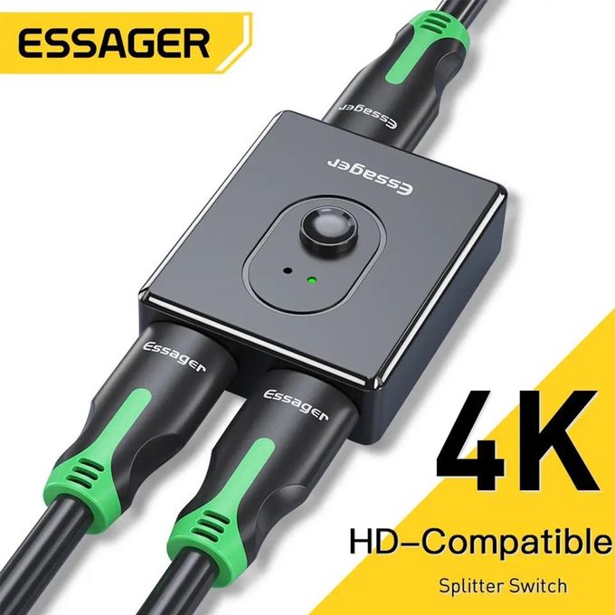 ESSAGER répartiteur HD4K Compatible HD4K 1x 2/2x1 connecteur de commutateur 2 en 1 convertisseur de sortie commutateur
 Fiche Technique et Prix au Maroc