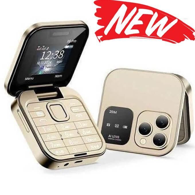 Mini Téléphone Portable Pliable Servo i16 Pro, Ultra Compact, Double SIM, Caméra HD, Simple et Élégant, Gold
 Fiche Technique et Prix au Maroc