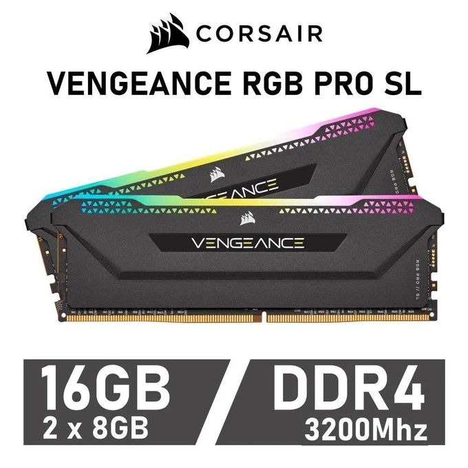 Corsair Vengeance RGB Pro SL 16 Go (2x8 Go) DDR4 3200 (PC4-25600) C16  Mémoire de Bureau - Noire
 Fiche Technique et Prix au Maroc