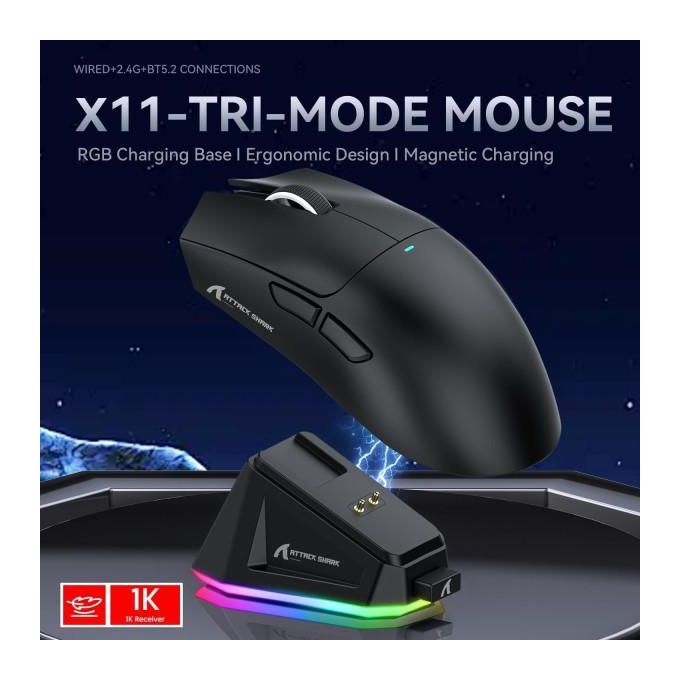 ATTACK SHARK Souris Gamer ATTACKSHARK X11 (Black) 
 Fiche Technique et Prix au Maroc