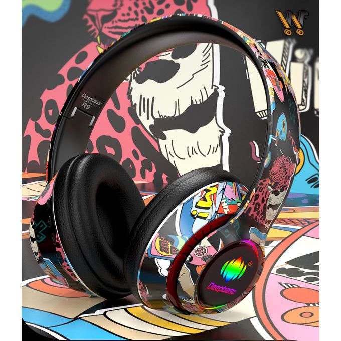 Deep Bass R9 ecouteurs casque Bluetooth V5.0+EDR sans fil HandsFree Music-TSuppor TF Card-FM-Audio input GRB
 Fiche Technique et Prix au Maroc