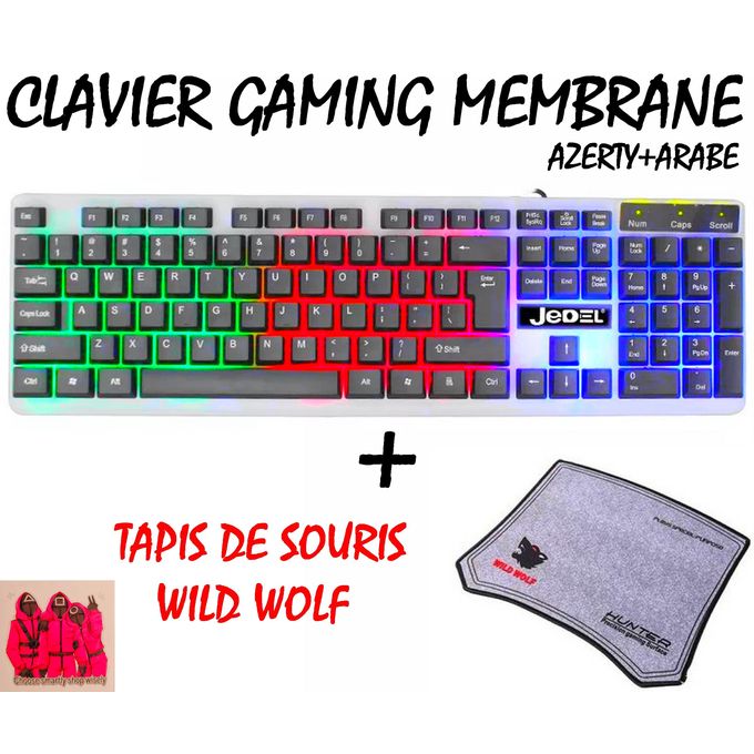 Jedel Clavier Gaming K500 Membrane Anti-Ghostings Azerty + Wild Wolf
 Fiche Technique et Prix au Maroc
