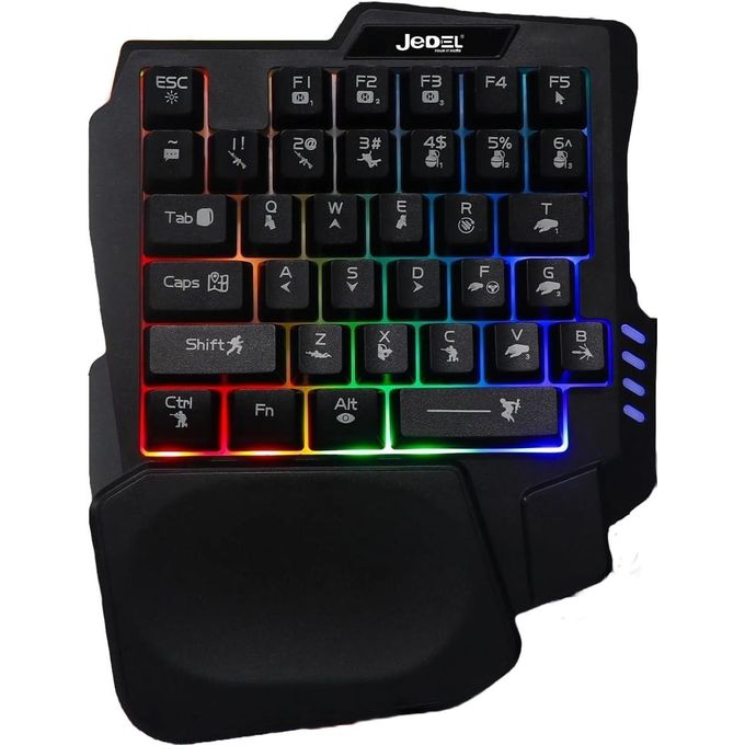 Jedel Mini Clavier Gaming Monomains RGB K601 – 35 touches, macros FN, repose-poignet, USB filaire, anti-ghosting intégral K601
 Fiche Technique et Prix au Maroc