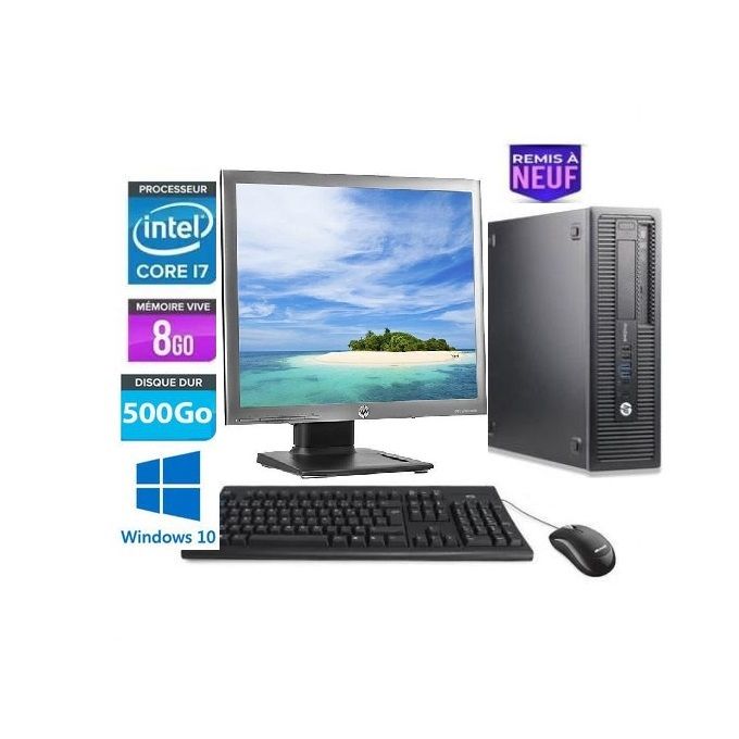 Hp Pc complet Prodesk 600G1 Core i7-3.2Ghz 8GB-HDD500Go écran 19"-Remis à neuf
 Fiche Technique et Prix au Maroc