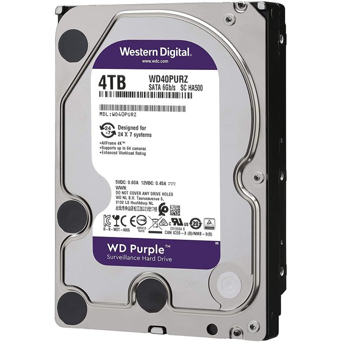 WD Neuf Disque dur interne 3.5" SATA 4TB / 4TO ( 4000 GB ) Western Digital Purple
 Fiche Technique et Prix au Maroc