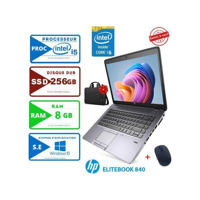 Hp PC PORTABLE EliteBook 840-CORE INTEL i5-RAM 8Go- 256Go SSD -CARTABLE ET SOURIS GRATUIT-garantie de 6 mois - remise à neuf
 Fiche Technique et Prix au Maroc