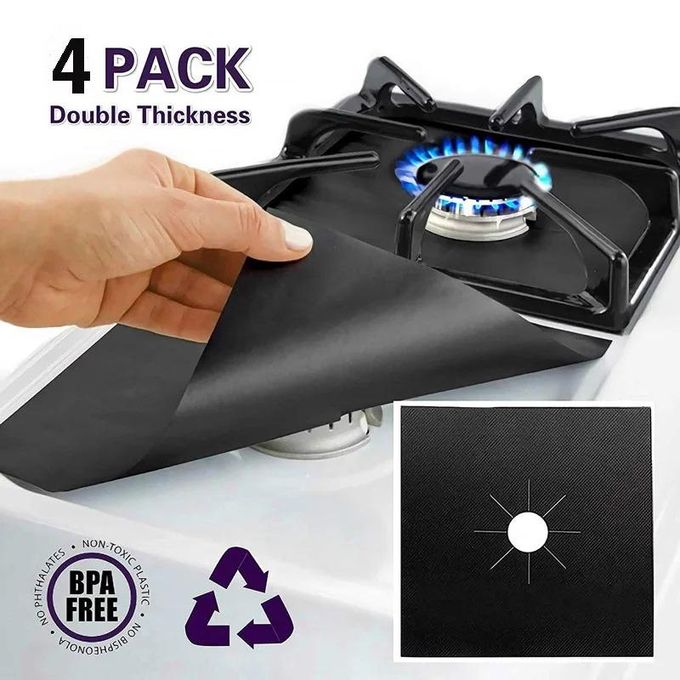 Lot de 4 protections lavables pour cuisinière à gaz, résistantes à l'huile et à la saleté
 Fiche Technique et Prix au Maroc