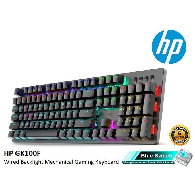 Clavier de jeu gamer mécanique complet HP GK100F Rainbow Blue Switch 
 Fiche Technique et Prix au Maroc