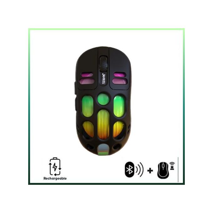 Jedel Souris Gaming Sans Fil WD153 RGB Dual-Mode 5D Rechargeable DPI 800/1200/1600 Batterie 500mAh PC Gamer
 Fiche Technique et Prix au Maroc